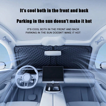 1pc Car Front Windshield Sun Shade, Heat Insulating Sun Curtain, Laser Light-Blocking Sunshade For Car Interior