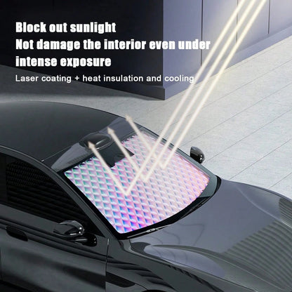 1pc Car Front Windshield Sun Shade, Heat Insulating Sun Curtain, Laser Light-Blocking Sunshade For Car Interior