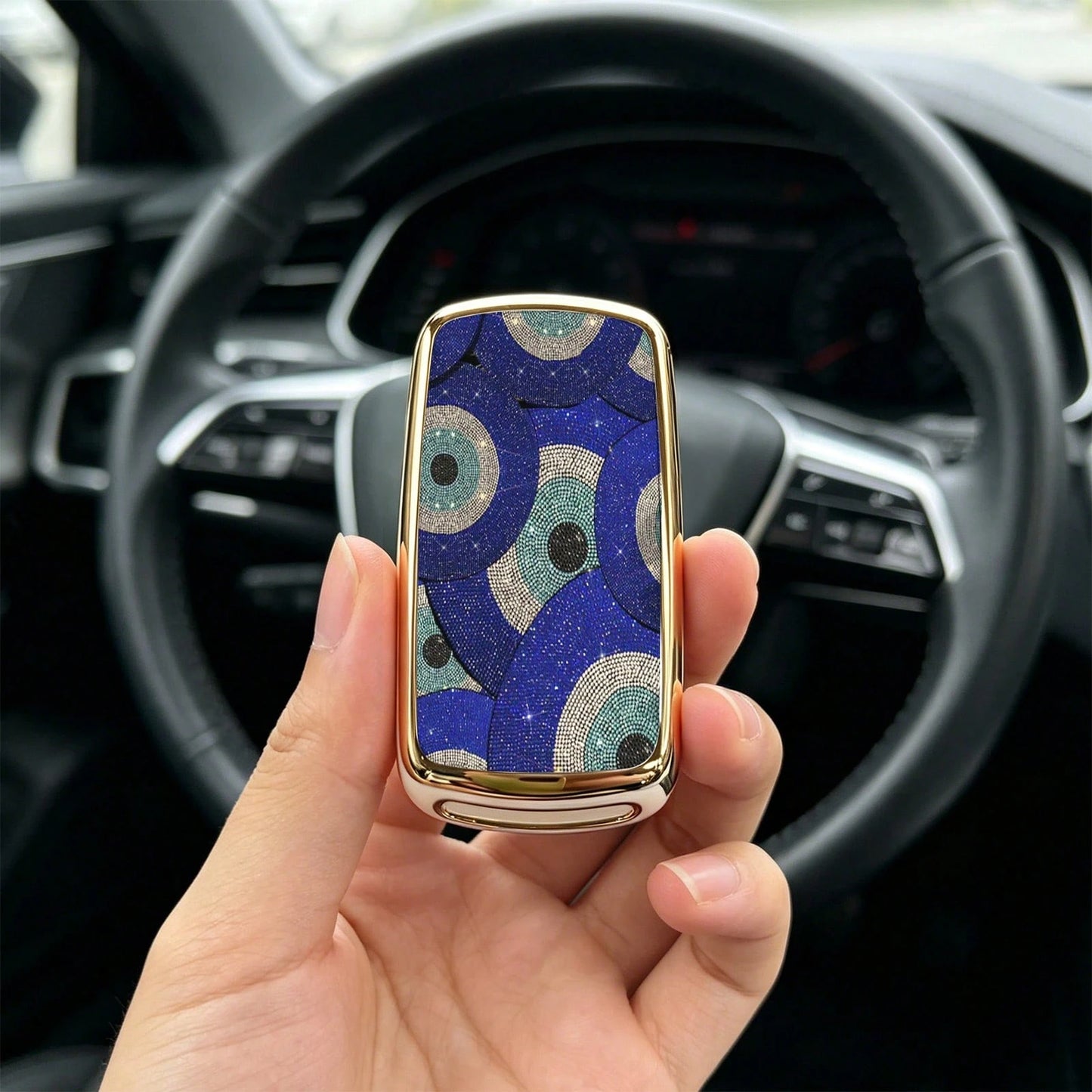 1pc Car Key Case-Elegant Print,Suitable For Jetta Mk6, Polo Mk5, Golf Mk6, Tiguan Mk1, Passat B7, Passat NMS, Caddy Mk3, Beetle, Amarok, Touran Mk1. Advanced Soft-Touch, Does Not Block Signal, Unisex.