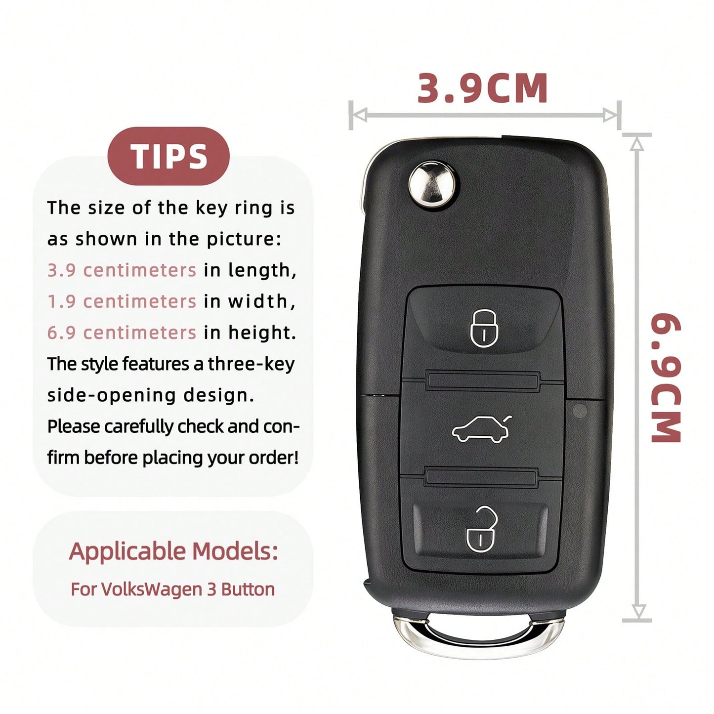 1pc Car Key Case-Elegant Print,Suitable For Jetta Mk6, Polo Mk5, Golf Mk6, Tiguan Mk1, Passat B7, Passat NMS, Caddy Mk3, Beetle, Amarok, Touran Mk1. Advanced Soft-Touch, Does Not Block Signal, Unisex.