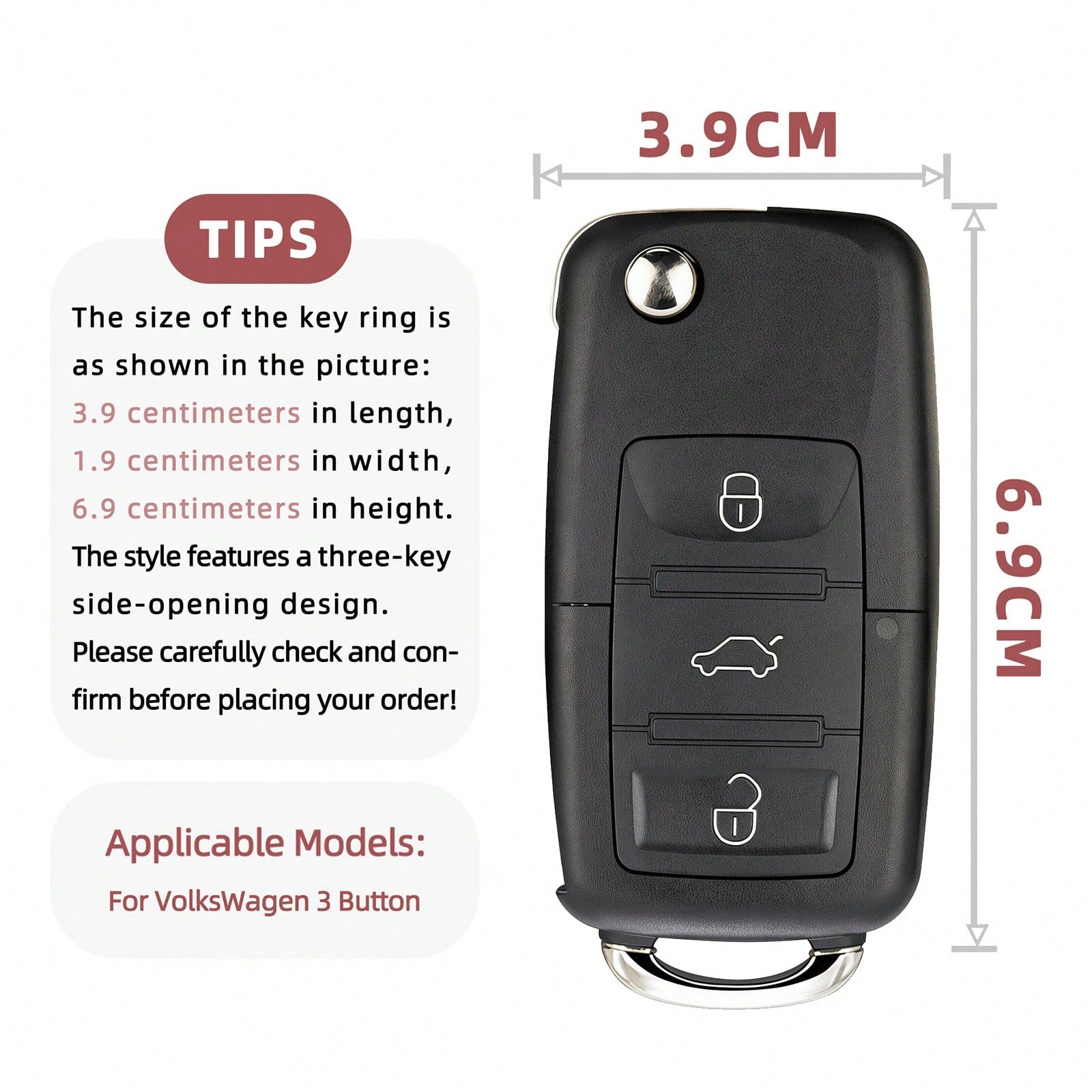 1pc Car Key Case-Elegant Print,Suitable For Jetta Mk6, Polo Mk5, Golf Mk6, Tiguan Mk1, Passat B7, Passat NMS, Caddy Mk3, Beetle, Amarok, Touran Mk1. Advanced Soft-Touch, Does Not Block Signal, Unisex.