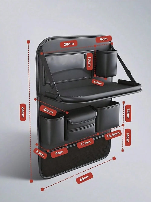 1pc Car Seat Back Storage Organizer Rack, Foldable Tray- Multifunctional Car Storage Box, Large Capacity Organizer Bag, Adjustable Straps, Easy Installation, Extendable Bottom, Various Storage Option