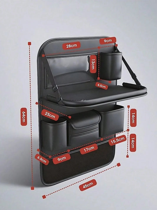 1pc Car Seat Back Storage Organizer Rack, Foldable Tray- Multifunctional Car Storage Box, Large Capacity Organizer Bag, Adjustable Straps, Easy Installation, Extendable Bottom, Various Storage Option