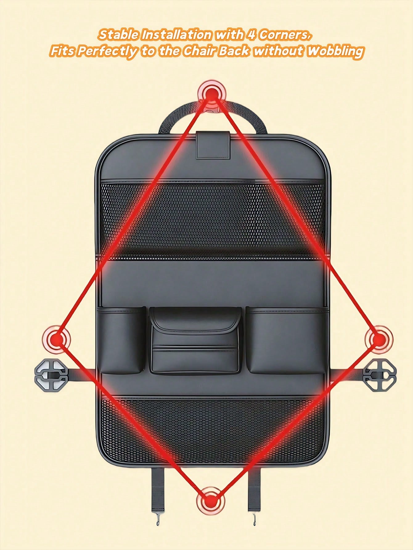 1pc Car Seat Back Storage Organizer Rack, Foldable Tray- Multifunctional Car Storage Box, Large Capacity Organizer Bag, Adjustable Straps, Easy Installation, Extendable Bottom, Various Storage Option
