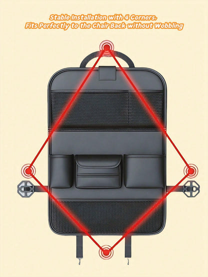 1pc Car Seat Back Storage Organizer Rack, Foldable Tray- Multifunctional Car Storage Box, Large Capacity Organizer Bag, Adjustable Straps, Easy Installation, Extendable Bottom, Various Storage Option