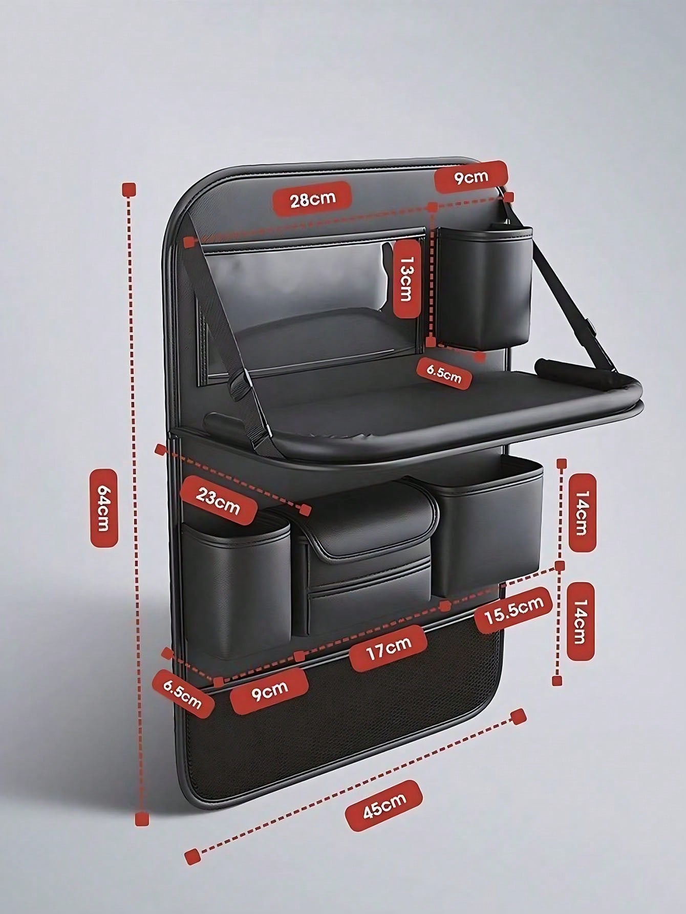 1pc Car Seat Back Storage Organizer Rack, Foldable Tray- Multifunctional Car Storage Box, Large Capacity Organizer Bag, Adjustable Straps, Easy Installation, Extendable Bottom, Various Storage Option