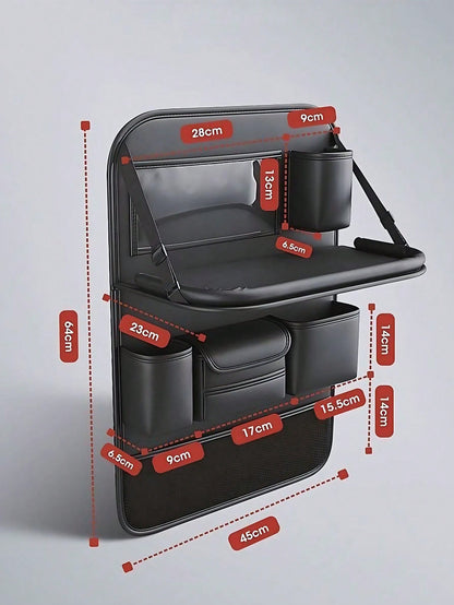1pc Car Seat Back Storage Organizer Rack, Foldable Tray- Multifunctional Car Storage Box, Large Capacity Organizer Bag, Adjustable Straps, Easy Installation, Extendable Bottom, Various Storage Option