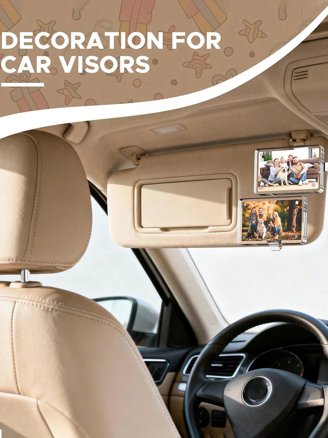 1pc Car Sun Visor Photo Clip, Acrylic Magnetic Vertical Photo Frame Clip, Personalized Photo Display Car Accessory Gift, Suitable For Family, Pet And Commemorative Photos
