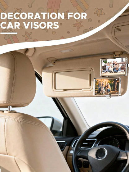 1pc Car Sun Visor Photo Clip, Acrylic Magnetic Vertical Photo Frame Clip, Personalized Photo Display Car Accessory Gift, Suitable For Family, Pet And Commemorative Photos