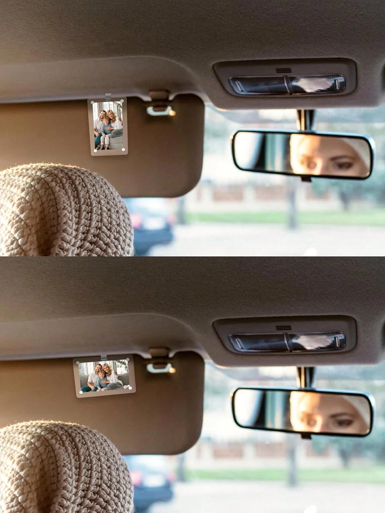 1pc Car Sun Visor Photo Clip, Acrylic Magnetic Vertical Photo Frame Clip, Personalized Photo Display Car Accessory Gift, Suitable For Family, Pet And Commemorative Photos