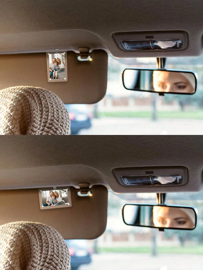 1pc Car Sun Visor Photo Clip, Acrylic Magnetic Vertical Photo Frame Clip, Personalized Photo Display Car Accessory Gift, Suitable For Family, Pet And Commemorative Photos
