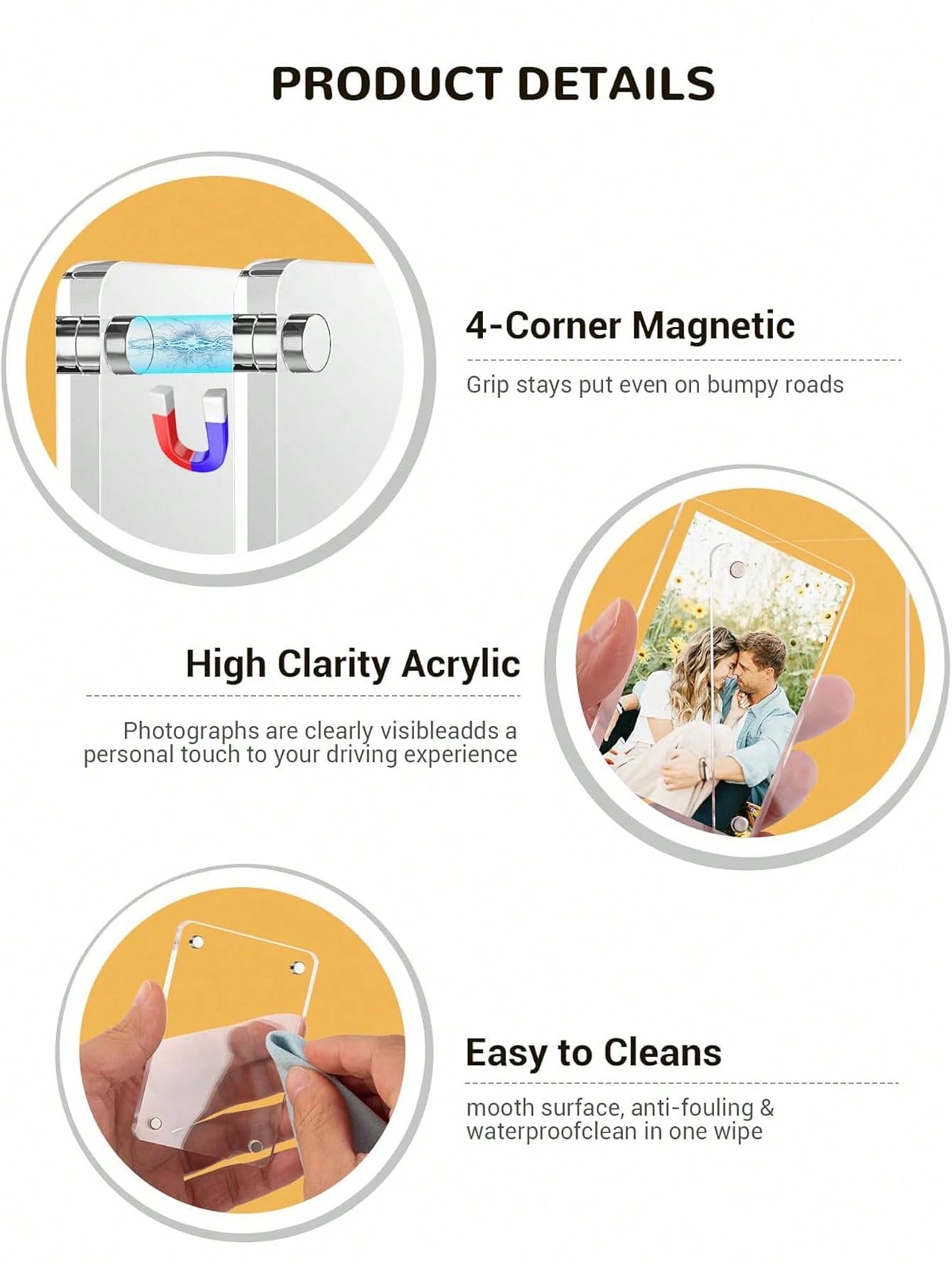 1pc Car Sun Visor Photo Clip, Acrylic Magnetic Vertical Photo Frame Clip, Personalized Photo Display Car Accessory Gift, Suitable For Family, Pet And Commemorative Photos