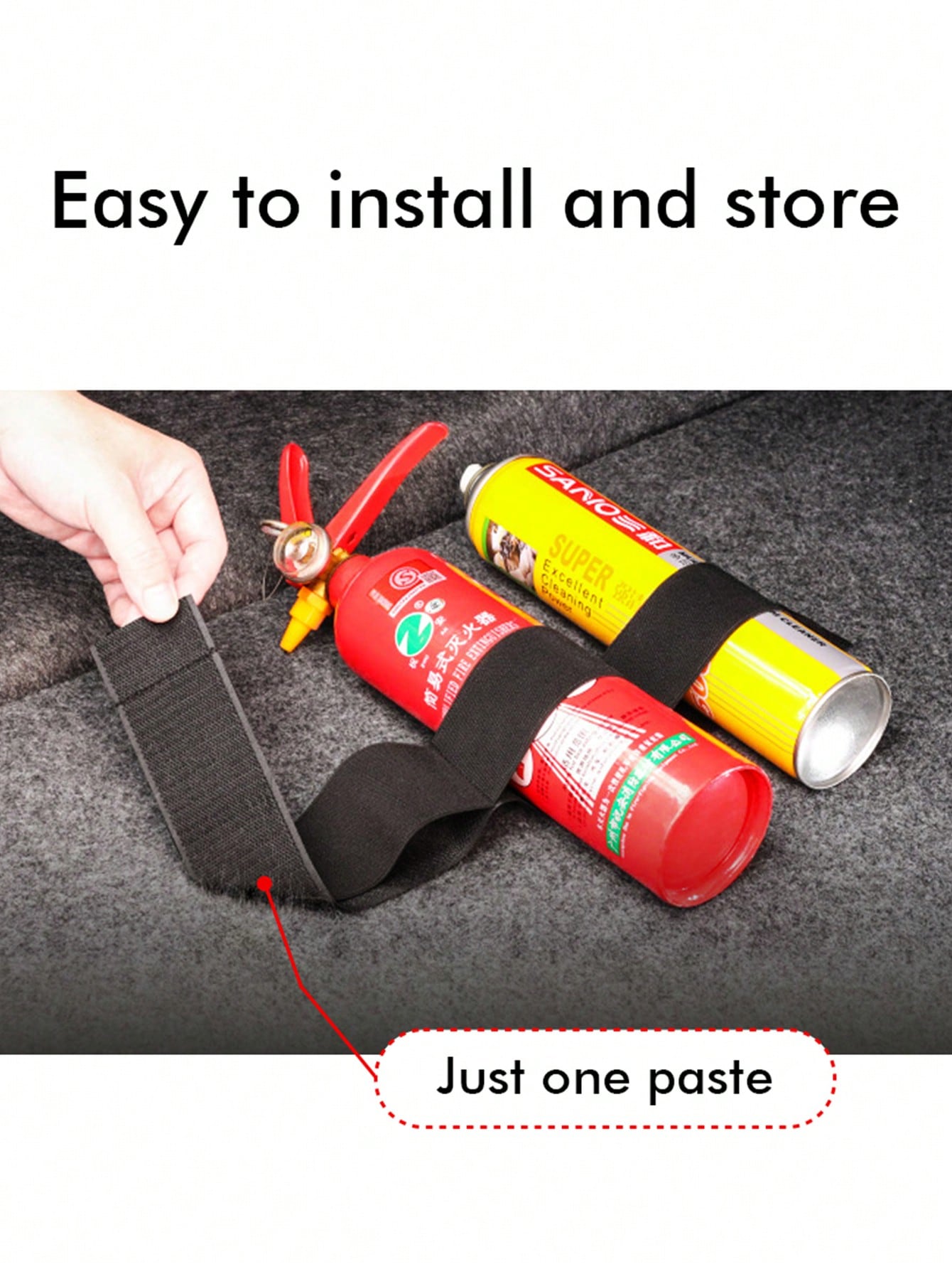 1pc Car Trunk Hook And Loop Storage Tie
