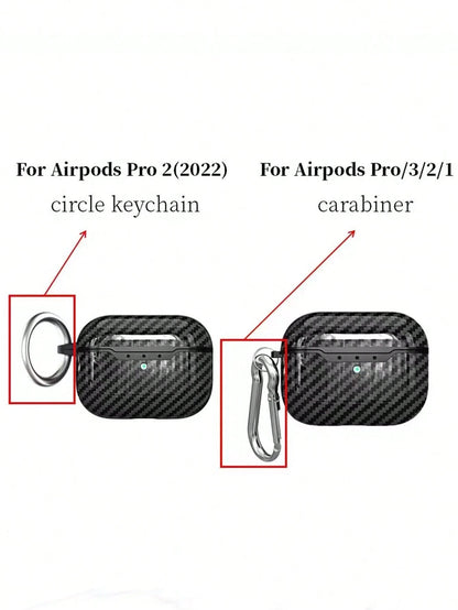 1pc Carbon Fiber Material Apple Earphone Protective Case, Compatible With Apple Earphones 2nd Gen Charging Case