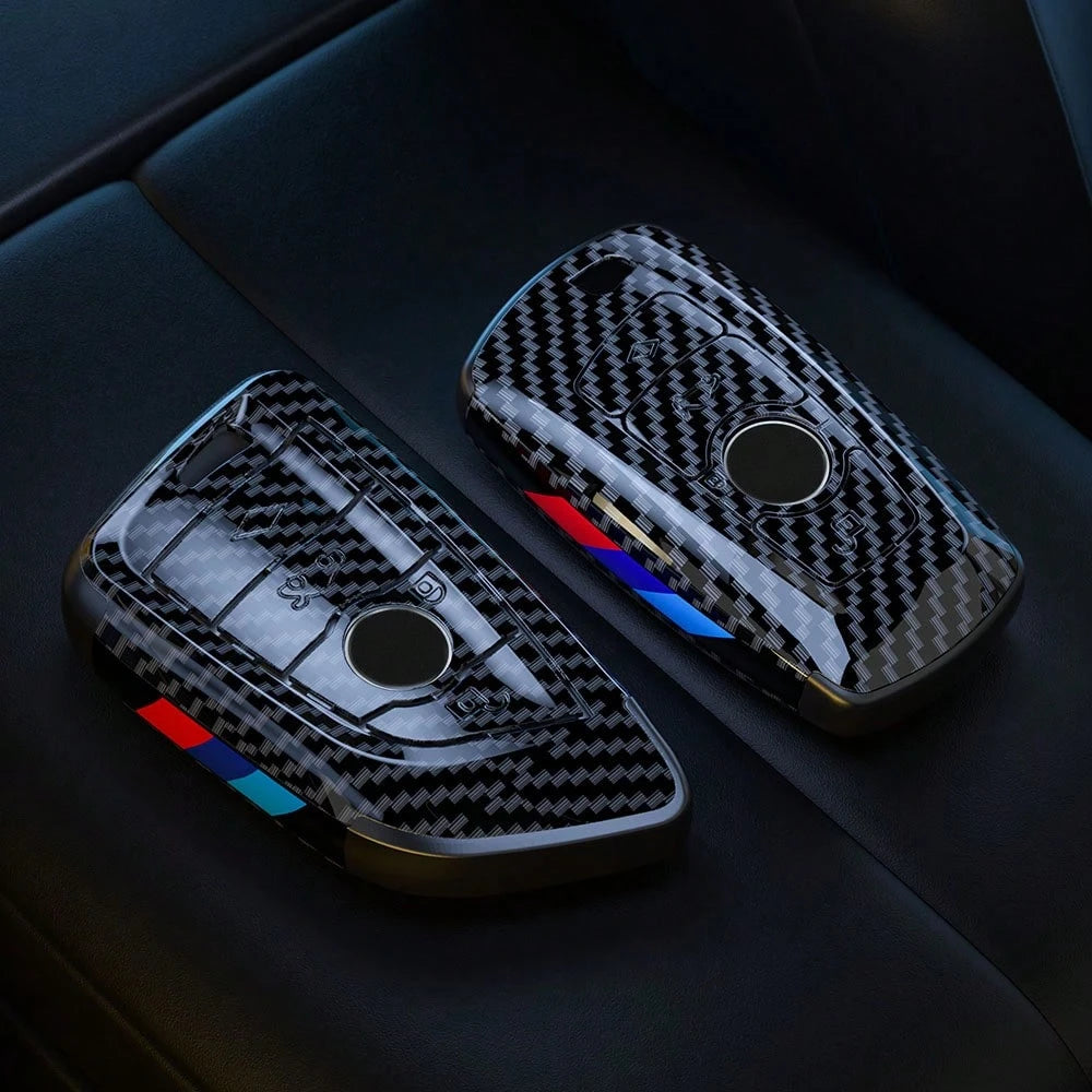 1pc Carbon Fiber Style Car Key Fob Cover Fit For BMW 2 Series, 3 Series, 4 Series, 5 Series, 7 Series, 8 Series, X1, X2, X3, X5, X6, M2, M3, M4, M5, M6, M8