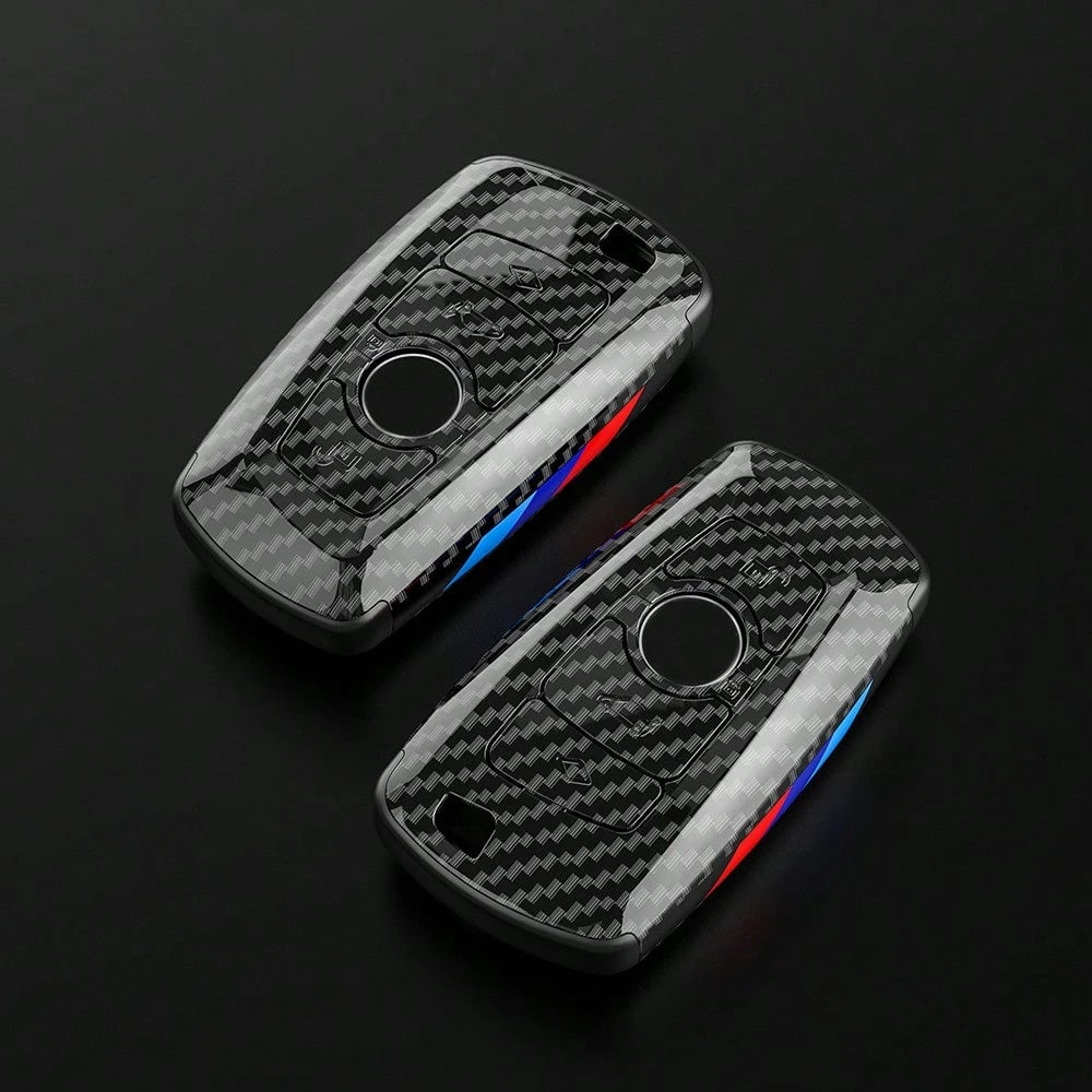 1pc Carbon Fiber Style Car Key Fob Cover Fit For BMW 2 Series, 3 Series, 4 Series, 5 Series, 7 Series, 8 Series, X1, X2, X3, X5, X6, M2, M3, M4, M5, M6, M8
