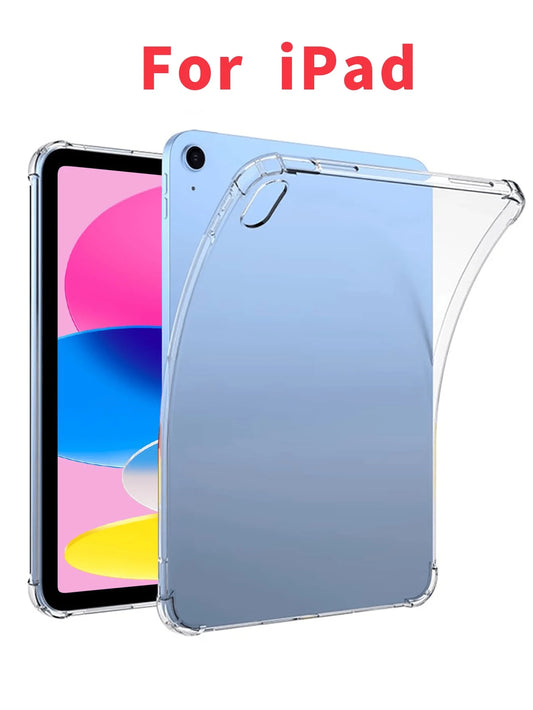 1PC Case Transparent TPU Full Coverage Airbag Shockproof Clear Silicone Soft Cover Compatible With Ipad Air 4/5/6/7, 7/8/9/10, 11 A16(2025) Back To School 2026 Student Accessory