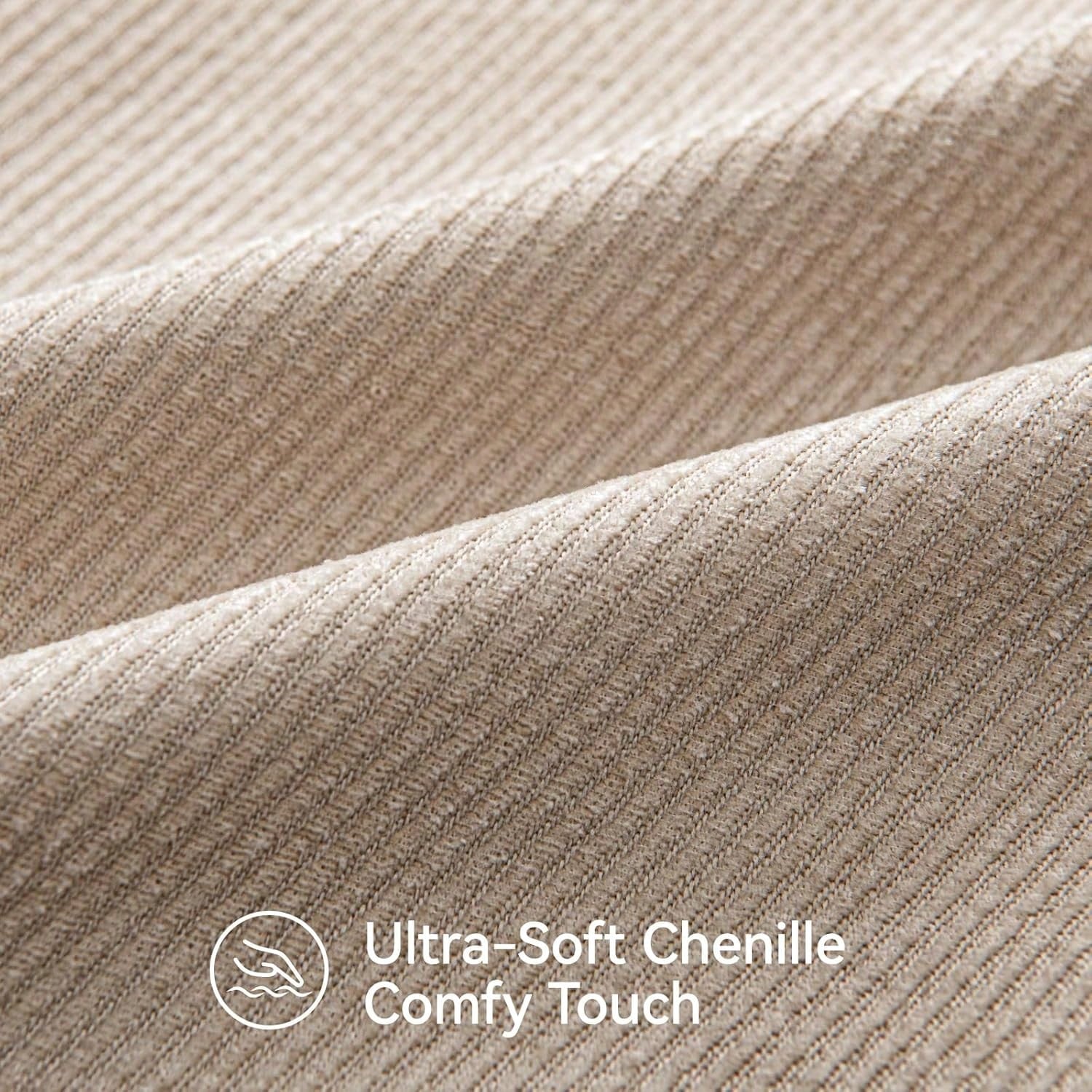 1pc Chenille Solid Striped Decorative Throw Pillow Cover, Suitable For Sofa, Living Room, Bed