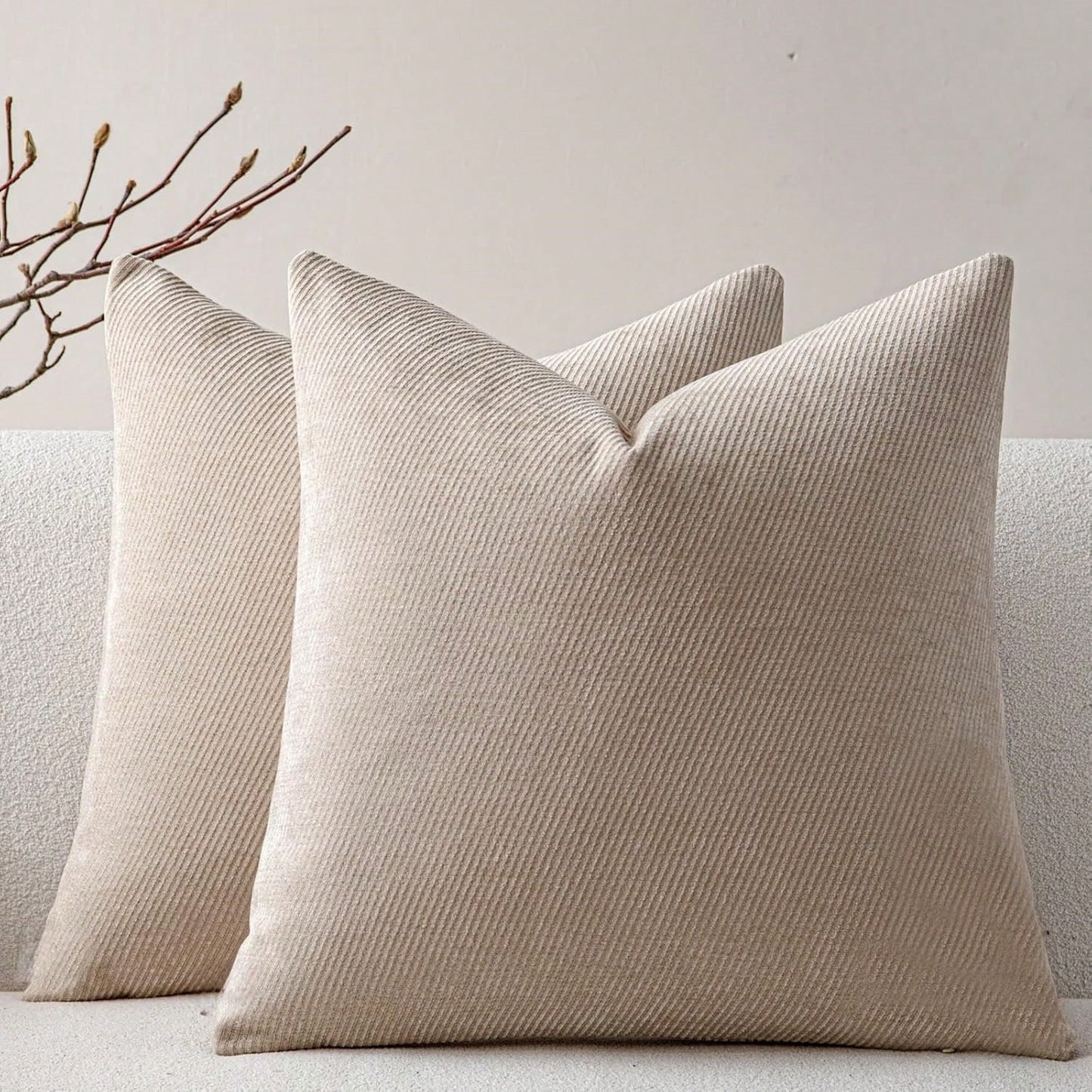 1pc Chenille Solid Striped Decorative Throw Pillow Cover, Suitable For Sofa, Living Room, Bed