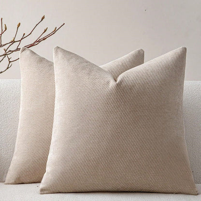 1pc Chenille Solid Striped Decorative Throw Pillow Cover, Suitable For Sofa, Living Room, Bed