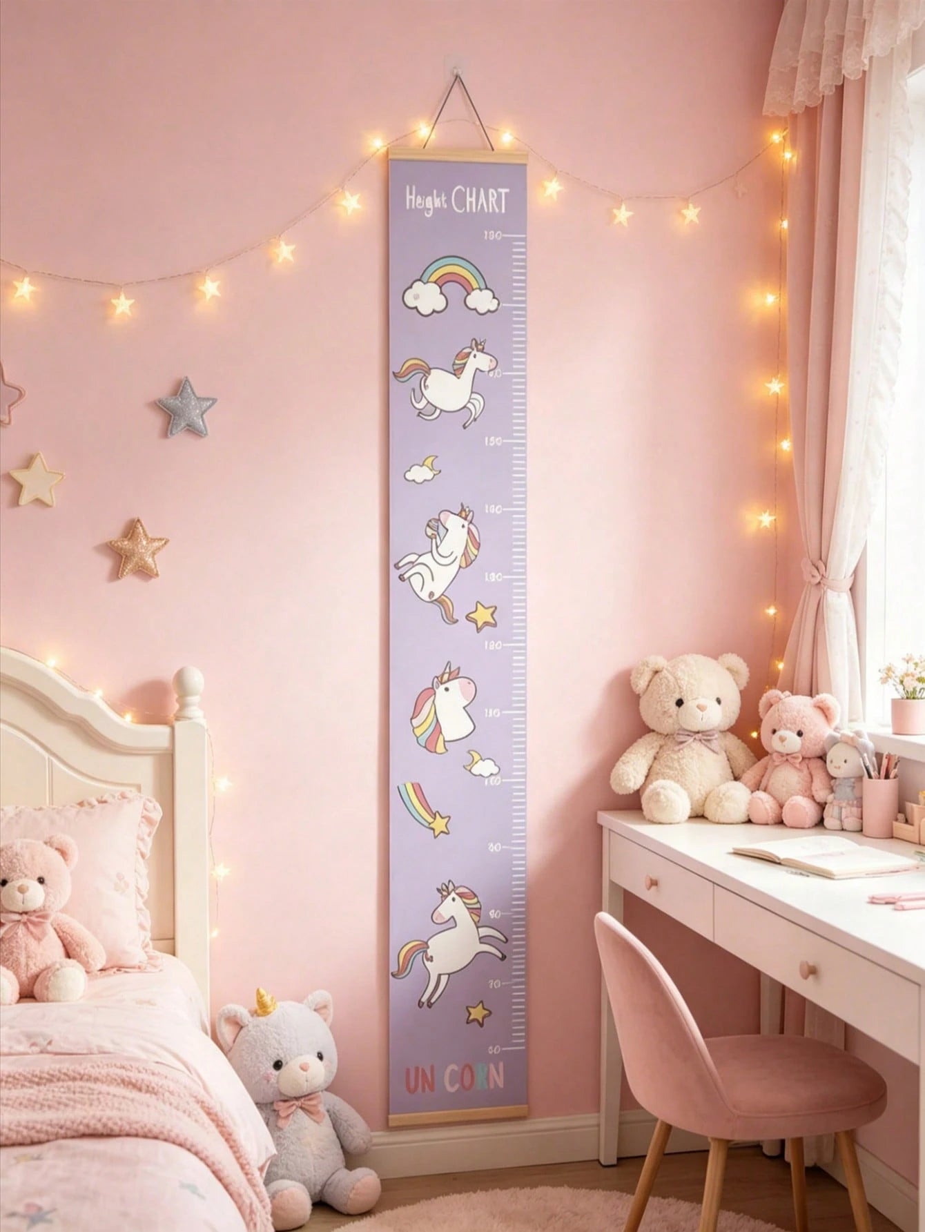 1pc Children's Growth Height Chart, Waterproof Canvas, INS Style Baby Measuring Ruler, Cute Kindergarten Wall Sticker, Nursery Wall Decor