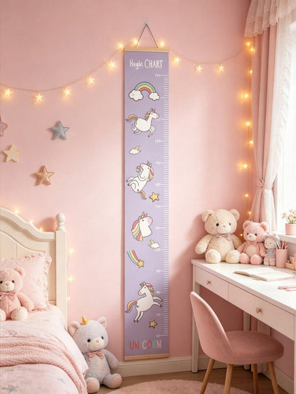 1pc Children's Growth Height Chart, Waterproof Canvas, INS Style Baby Measuring Ruler, Cute Kindergarten Wall Sticker, Nursery Wall Decor