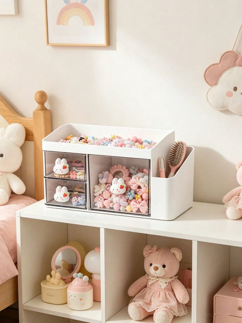 1pc Children's Hair Accessories Storage Box, Cartoon Rabbit Hand-Shaped Design, Girls Room Decor, Baby Girl Supplies, Newborn Essentials, Pink Room Decoration