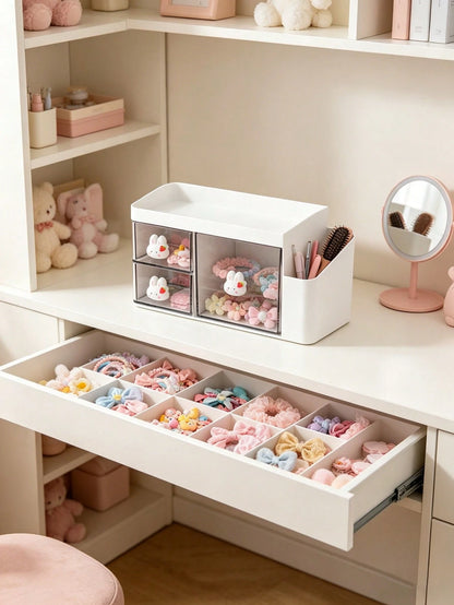 1pc Children's Hair Accessories Storage Box, Cartoon Rabbit Hand-Shaped Design, Girls Room Decor, Baby Girl Supplies, Newborn Essentials, Pink Room Decoration