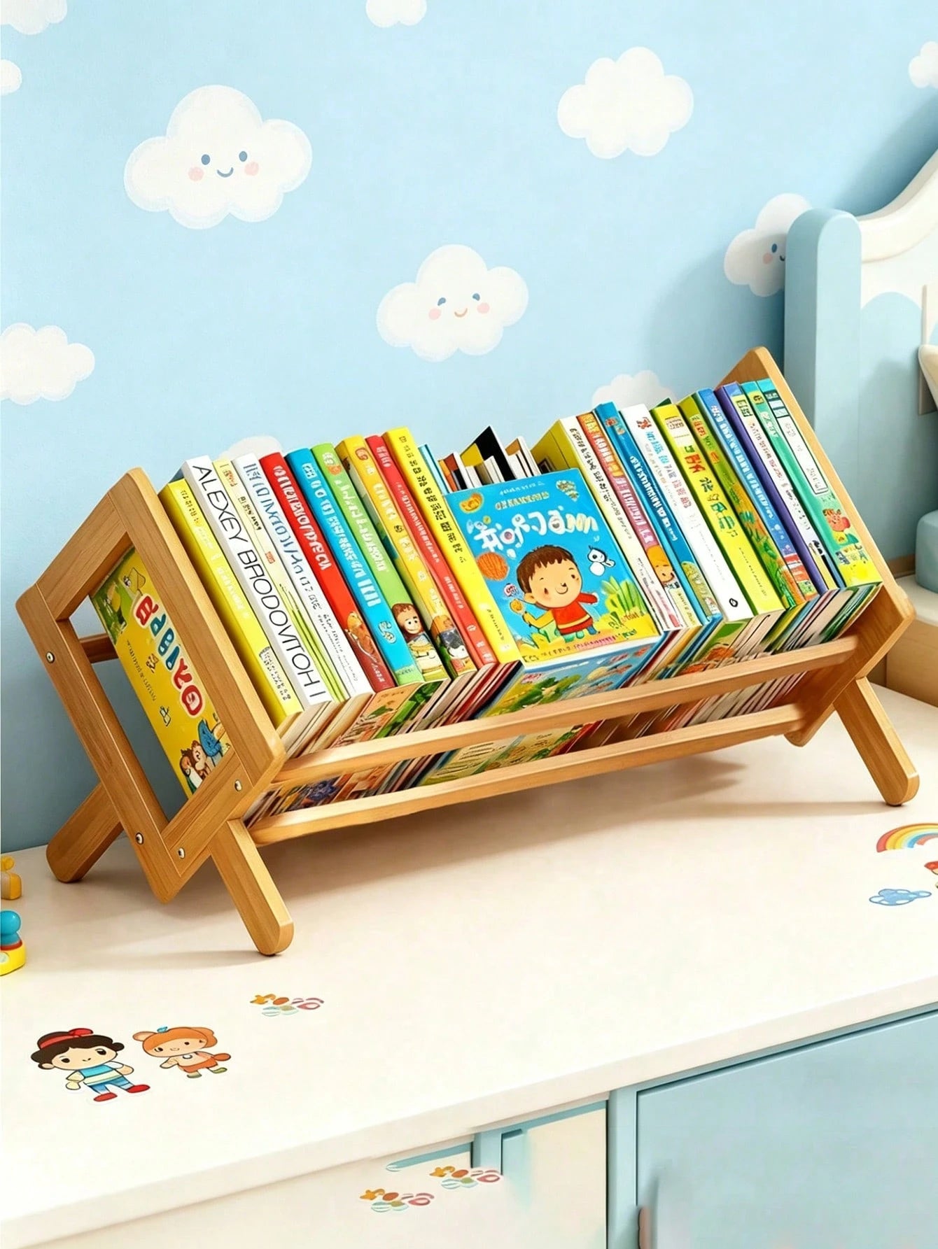 1pc Children's Room Bookshelf Desktop Kids Student Small Bookshelf Floor Standing Children's Desk Storage Rack