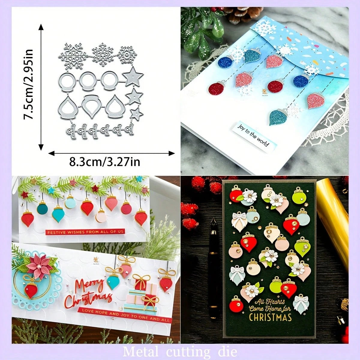 1pc Christmas Bell Greeting Card Decoration, Christmas Snowflake Bell Metal Cutting Template, Handmade Cutting Mold, Photo Album Background Decoration Embossing Template, Photo Album Making