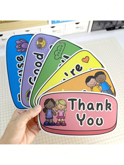1pc Classroom Word Wall Decor, Teacher's English Corner Polite Expression Learning Cards, Hanging Flags For Students To Learn Vocabulary