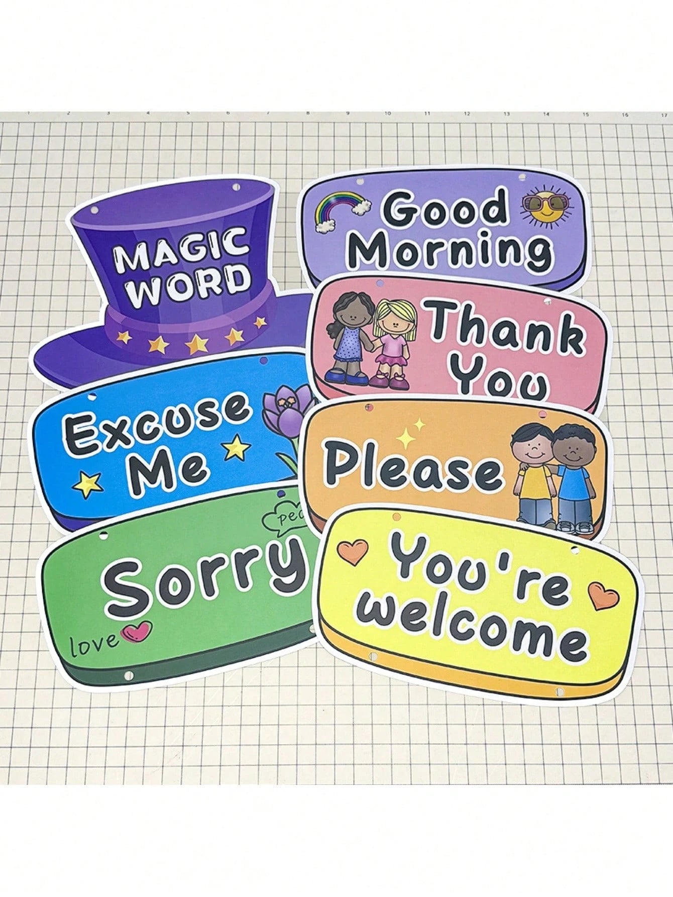 1pc Classroom Word Wall Decor, Teacher's English Corner Polite Expression Learning Cards, Hanging Flags For Students To Learn Vocabulary