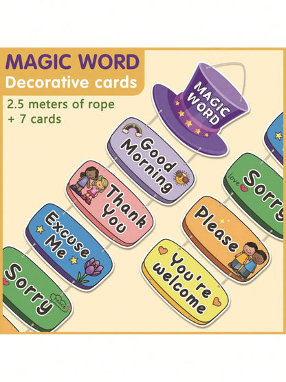 1pc Classroom Word Wall Decor, Teacher's English Corner Polite Expression Learning Cards, Hanging Flags For Students To Learn Vocabulary