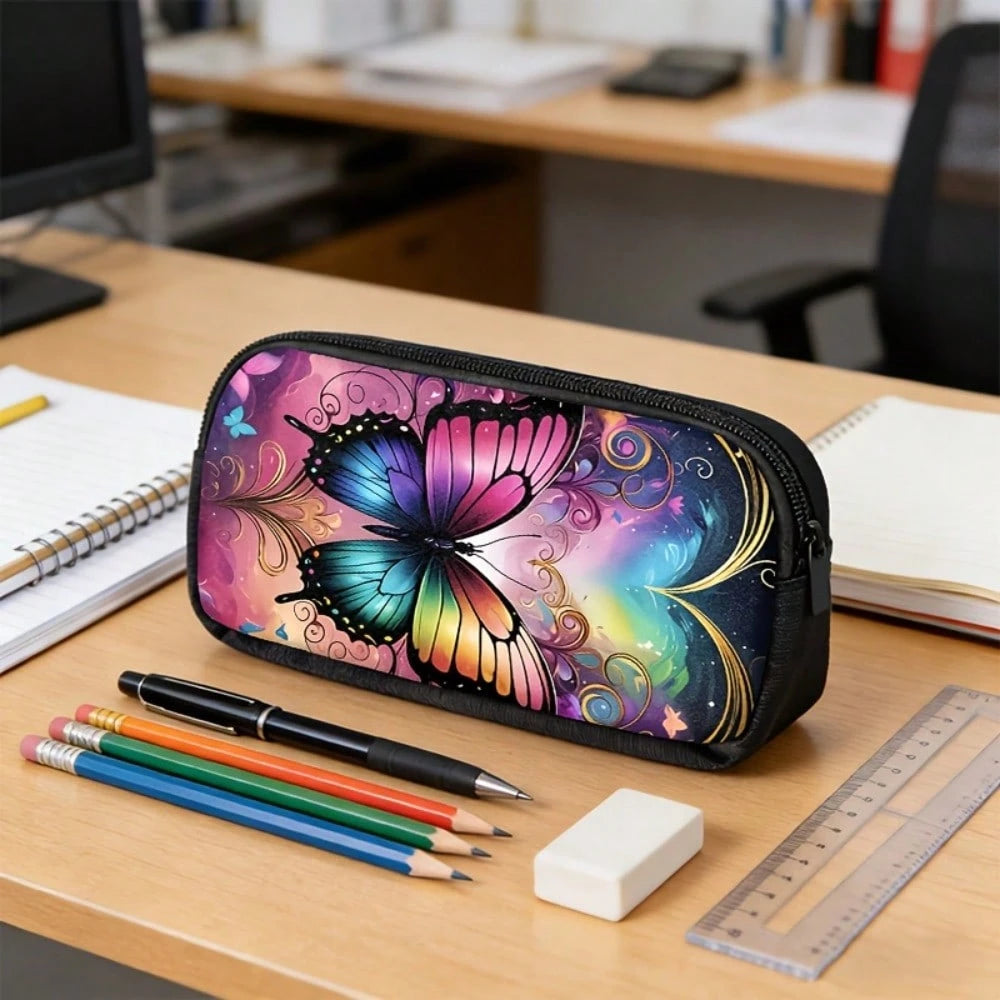 1pc Colorful Butterfly Heart Graphic Large-Capacity Backpack With Adjustable Shoulder Straps And Multiple Zipper Compartments For School Daily Commute Outdoor Travel And Gifts