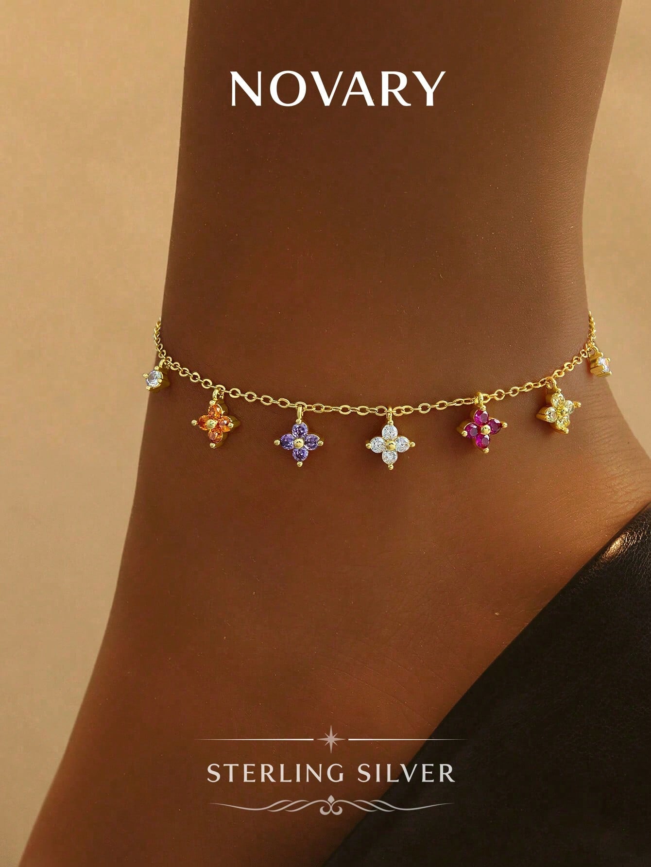 1pc Colorful Floral Anklet, Vibrant Floral Design, Charming Foot Jewelry
