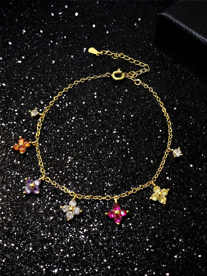 1pc Colorful Floral Anklet, Vibrant Floral Design, Charming Foot Jewelry