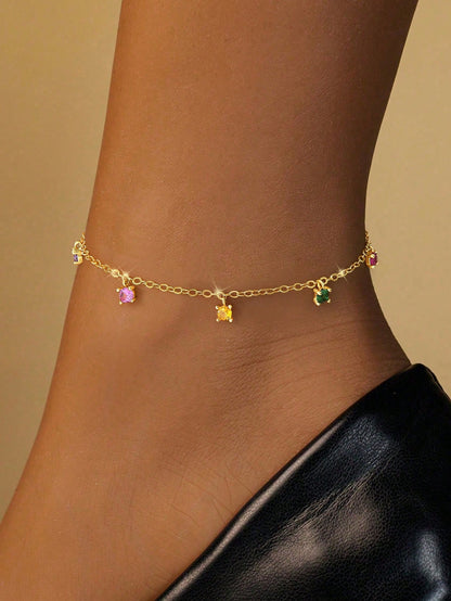 1pc Colorful Floral Anklet, Vibrant Floral Design, Charming Foot Jewelry