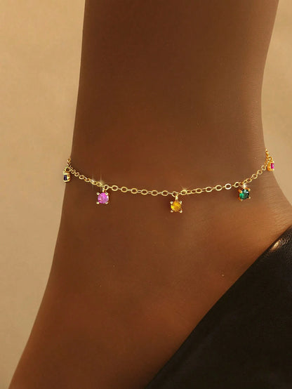 1pc Colorful Floral Anklet, Vibrant Floral Design, Charming Foot Jewelry