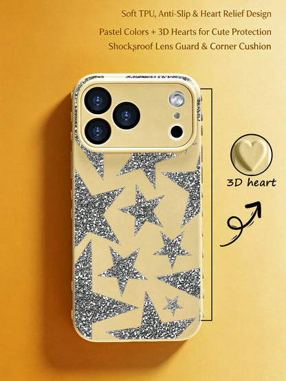 1Pc Colorful Heart 3D Border Design, Multi Color Optional Cute Phone Case, Shockproof Anti-Scratch Slim Protective Cover With Camera Protection For 17 Pro Max 17 Pro 17, 16 Pro Max 16 Pro 16 Plus