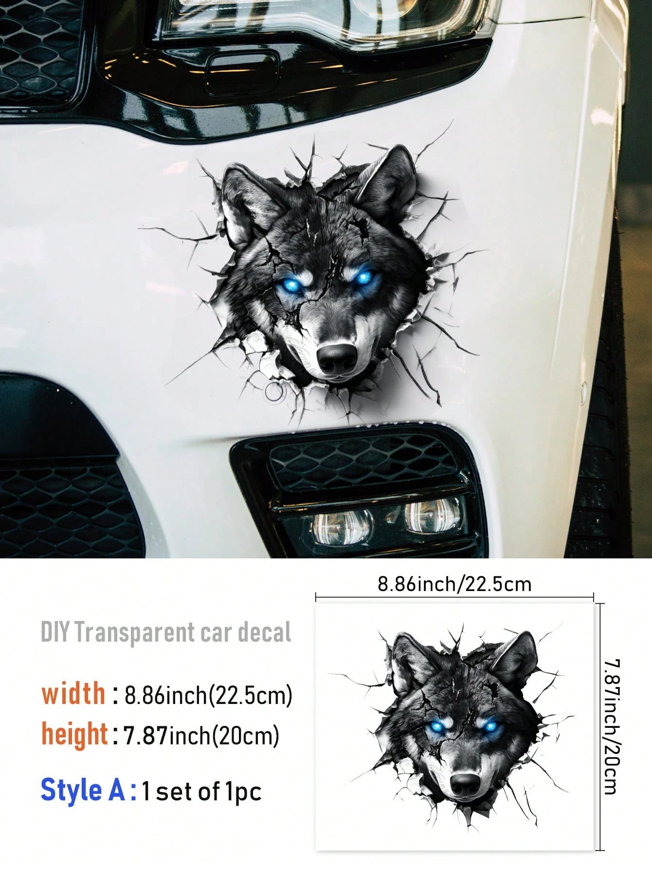 1pc Cool Wolf Pattern Car Sticker