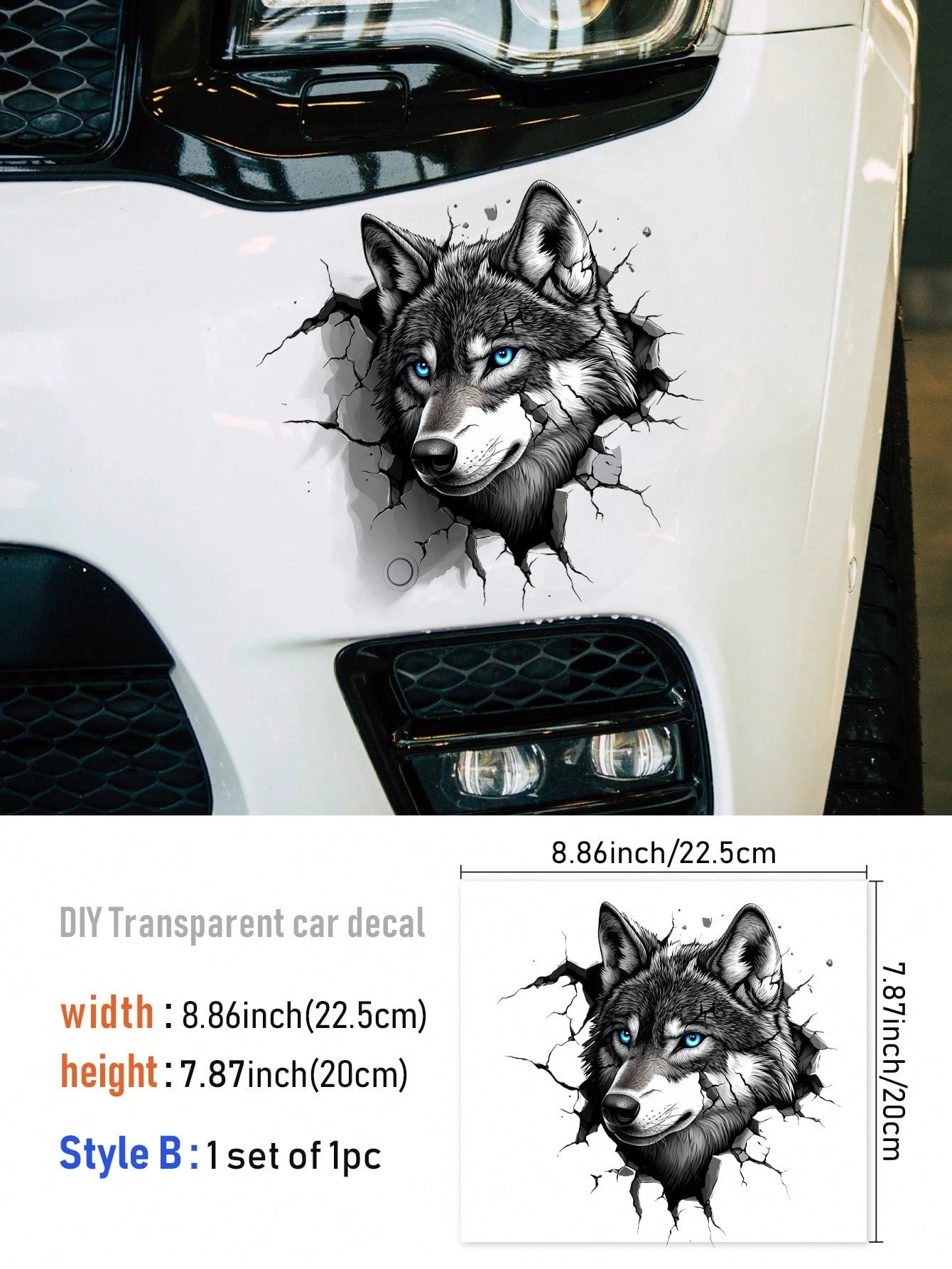 1pc Cool Wolf Pattern Car Sticker