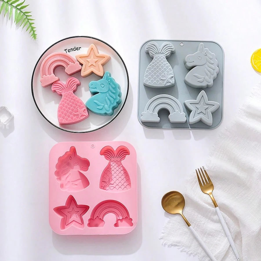 1pc Creative 6-In-1 3 Different Unicorn Shaped Silicone Mold, Resin Soap Mold, Aromatherapy Candle Mold, DIY Jewelry Mold, Home Decor Ornament Making