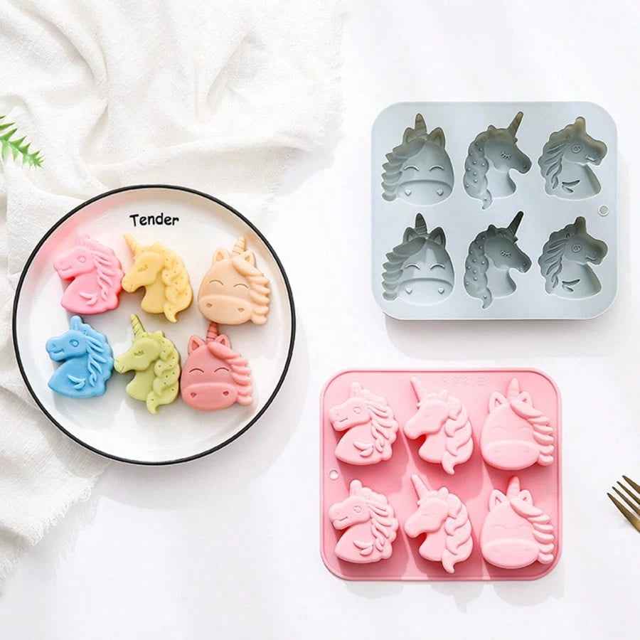 1pc Creative 6-In-1 3 Different Unicorn Shaped Silicone Mold, Resin Soap Mold, Aromatherapy Candle Mold, DIY Jewelry Mold, Home Decor Ornament Making