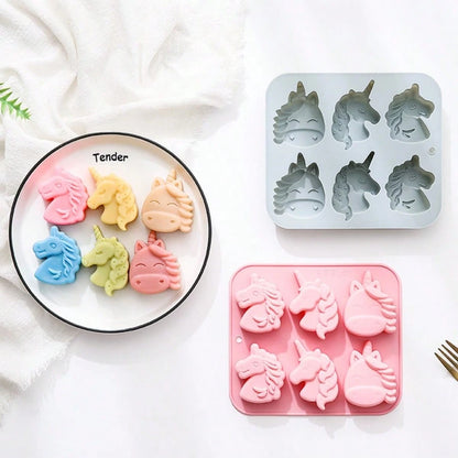 1pc Creative 6-In-1 3 Different Unicorn Shaped Silicone Mold, Resin Soap Mold, Aromatherapy Candle Mold, DIY Jewelry Mold, Home Decor Ornament Making