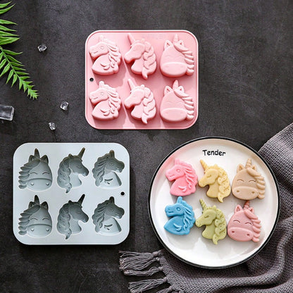 1pc Creative 6-In-1 3 Different Unicorn Shaped Silicone Mold, Resin Soap Mold, Aromatherapy Candle Mold, DIY Jewelry Mold, Home Decor Ornament Making