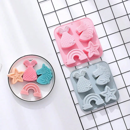 1pc Creative 6-In-1 3 Different Unicorn Shaped Silicone Mold, Resin Soap Mold, Aromatherapy Candle Mold, DIY Jewelry Mold, Home Decor Ornament Making