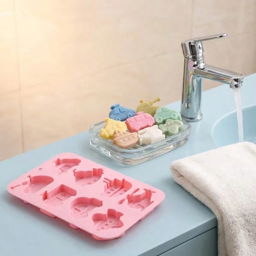 1pc Creative Transportation Vehicle Silicone Soap Mold, Mini Soap, Reusable And Easy To Demold, Holiday House Decoration, Fun Decorative Accessory, DIY Handmade Home Display Craft Mold