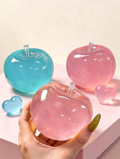 1pc Crystal Apple Ultra-Thin Transparent Slow Rebound Squeeze Toy, Soft Smooth Stress Ball, Tactile Sensory Desk Decor, Office Stress Relief Gift