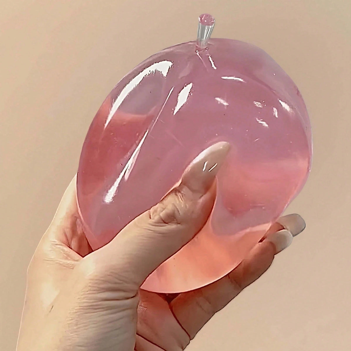 1pc Crystal Apple Ultra-Thin Transparent Slow Rebound Squeeze Toy, Soft Smooth Stress Ball, Tactile Sensory Desk Decor, Office Stress Relief Gift