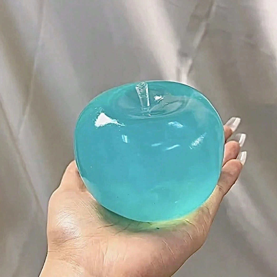 1pc Crystal Apple Ultra-Thin Transparent Slow Rebound Squeeze Toy, Soft Smooth Stress Ball, Tactile Sensory Desk Decor, Office Stress Relief Gift